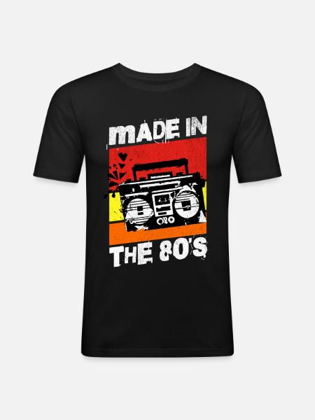 Made In The 80s Retro Music - Men's Slim Fit T-Shirt - black