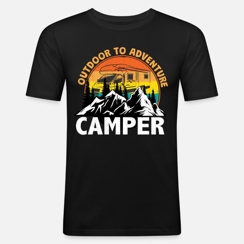 Camper Camping Urlaub Geschenk - Männer Slim Fit T-Shirt - Schwarz