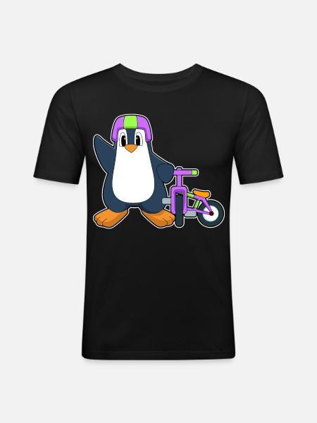 Vélo Pingouin - T-shirt près du corps Homme - noir