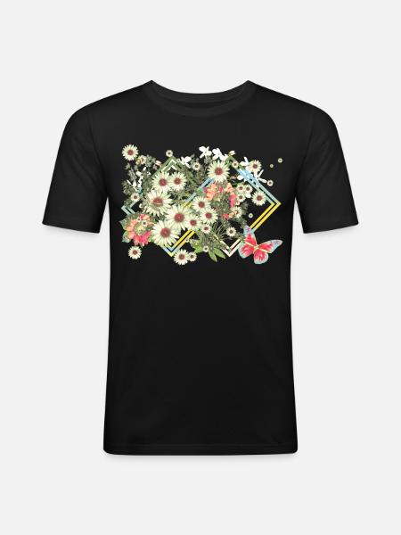 Fleurs Fleurs - T-shirt près du corps Homme - noir