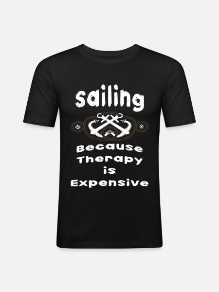 "Sailing Therapy" T-Shirt - Men's Slim Fit T-Shirt - black