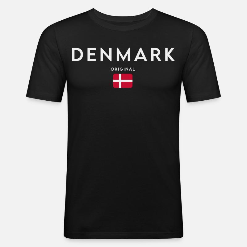 Danmarks flag, dansk stolthed - Herre Slim Fit T-Shirt - sort