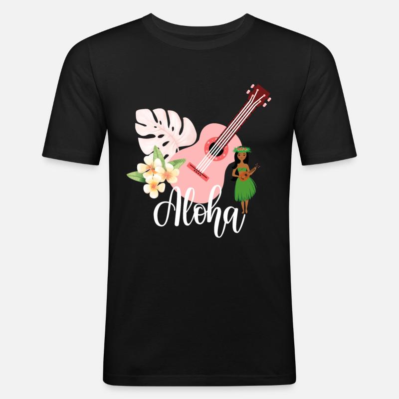 Aloha - Männer Slim Fit T-Shirt - Schwarz