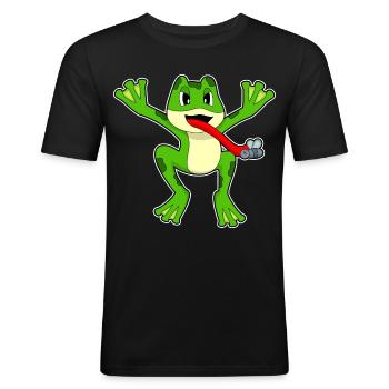 Mouche grenouille - T-shirt près du corps Homme - noir - Devant - Nik (191cm)
