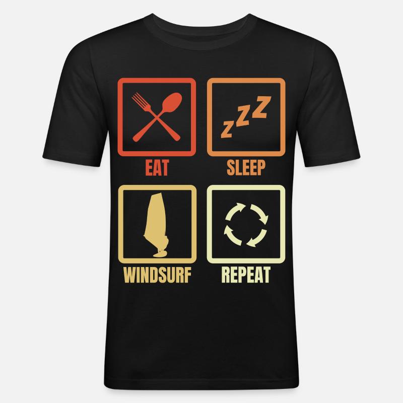 Windsurfen Zeitplan - Männer Slim Fit T-Shirt - Schwarz