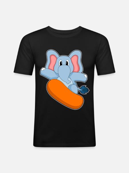 Elephant Snowboarder Snowboard - Men's Slim Fit T-Shirt - black