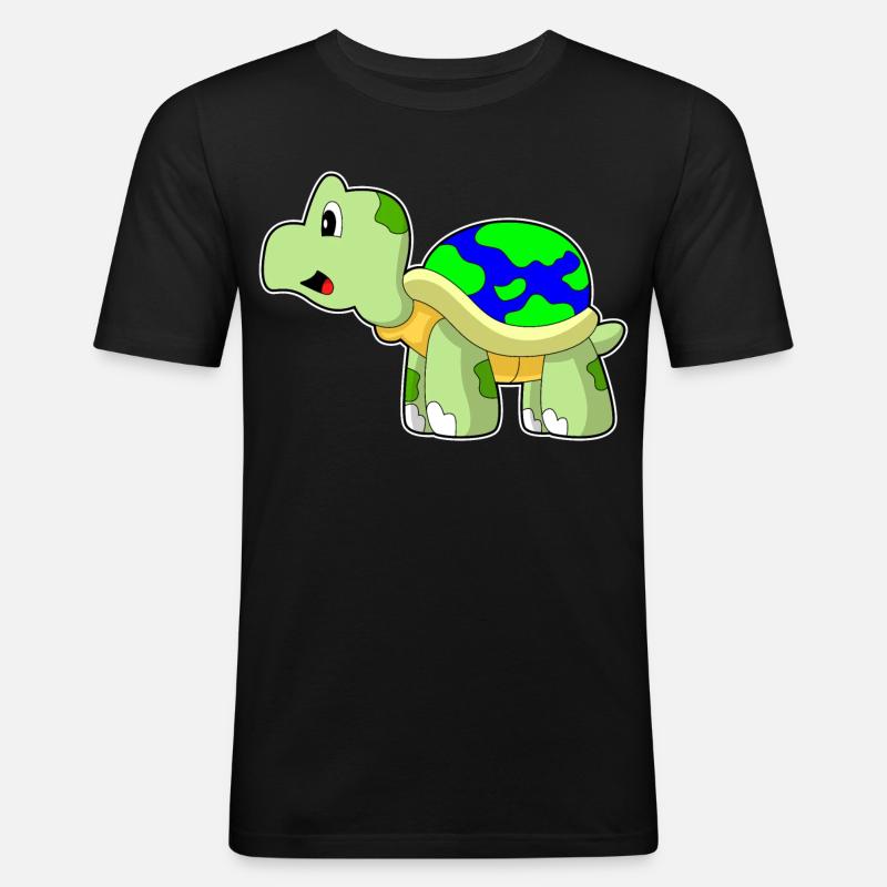 Schildkröte Erde - Männer Slim Fit T-Shirt - Schwarz