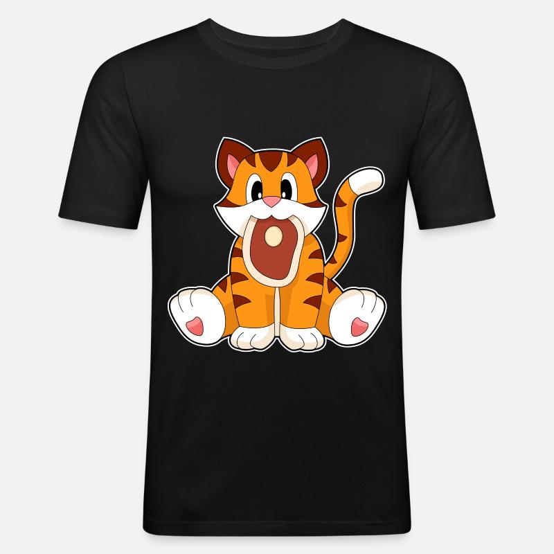 Tiger Fleisch - Männer Slim Fit T-Shirt - Schwarz