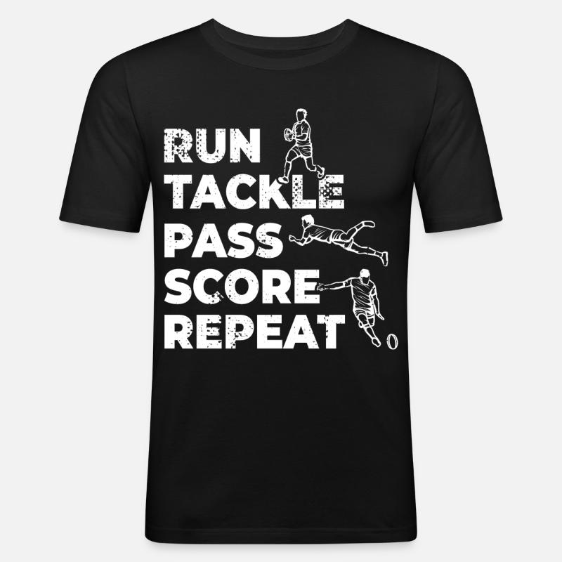 Rugbyspieler Zeitplan - Männer Slim Fit T-Shirt - Schwarz