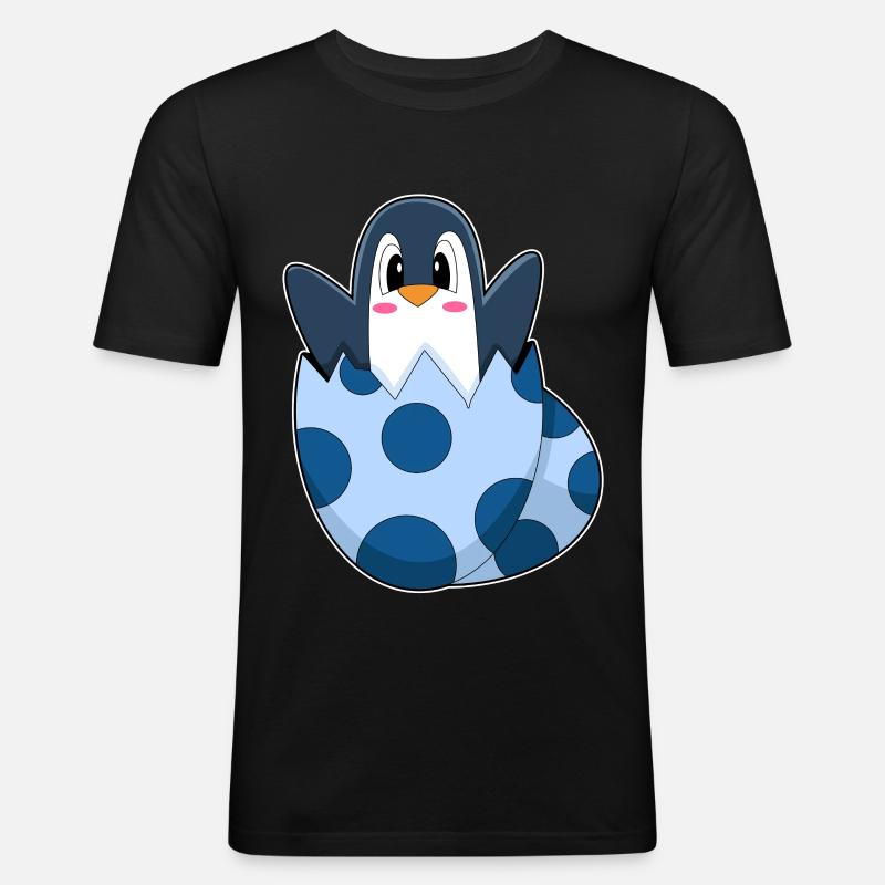 Pinguin Ei - Männer Slim Fit T-Shirt - Schwarz
