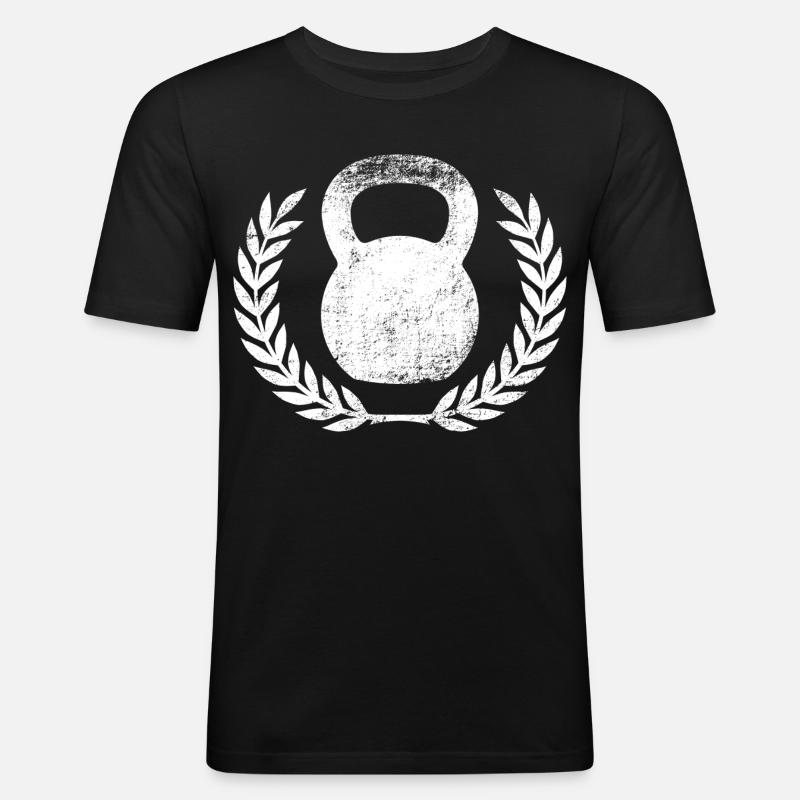 Kettlebell - Männer Slim Fit T-Shirt - Schwarz