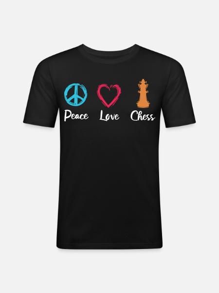 Peace Love Chess - Men's Slim Fit T-Shirt - black
