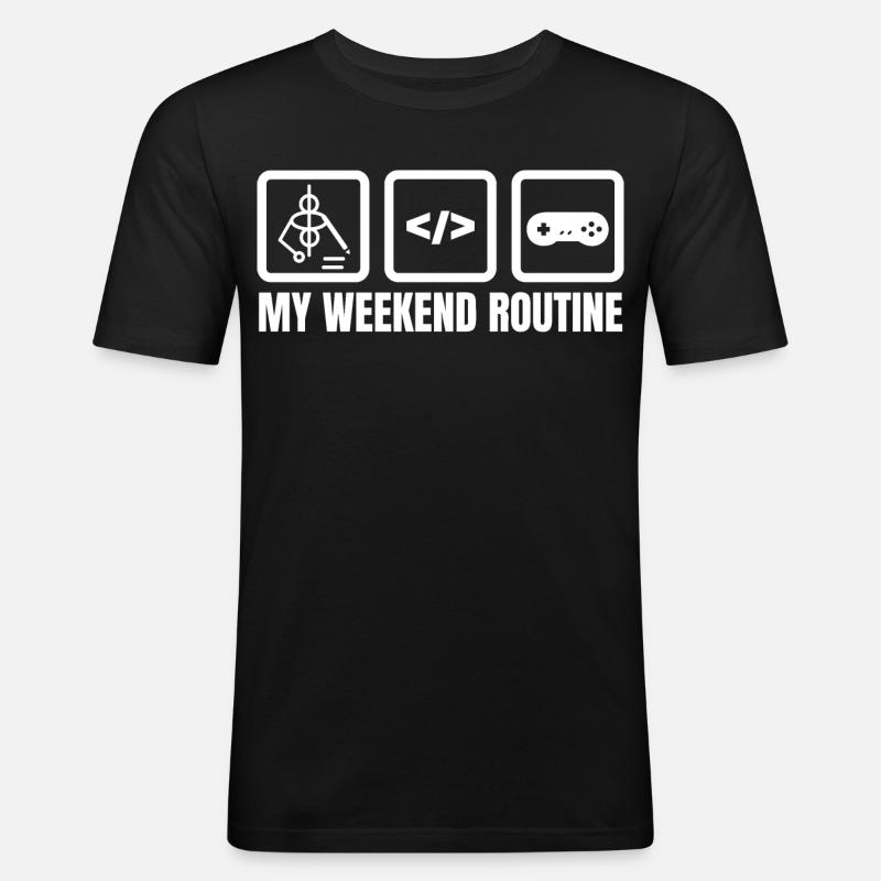Meine Wochenendroutine - Männer Slim Fit T-Shirt - Schwarz