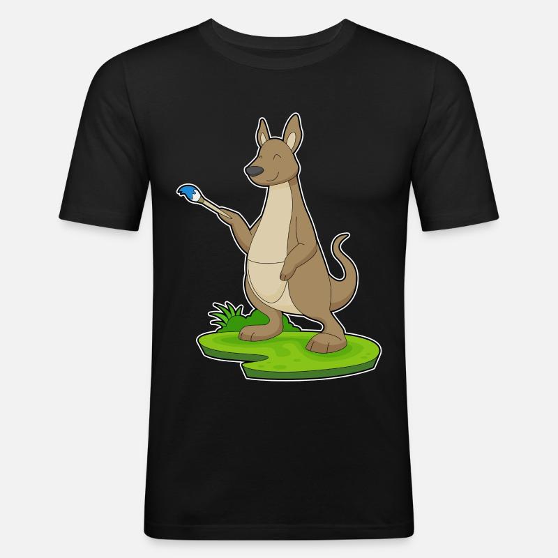 Känguru Malen Pinsel - Männer Slim Fit T-Shirt - Schwarz