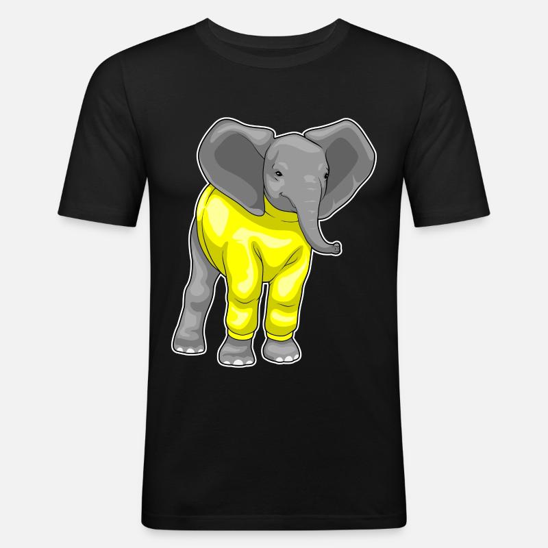 Elefant Winter Pullover - Männer Slim Fit T-Shirt - Schwarz
