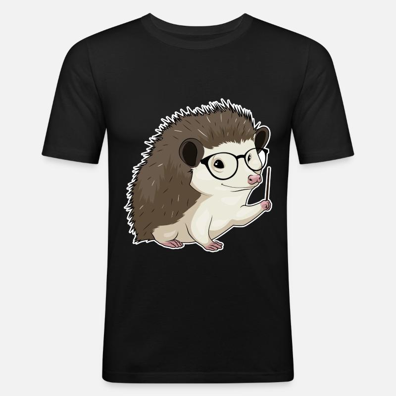 Igel Lehrer Pointer - Männer Slim Fit T-Shirt - Schwarz