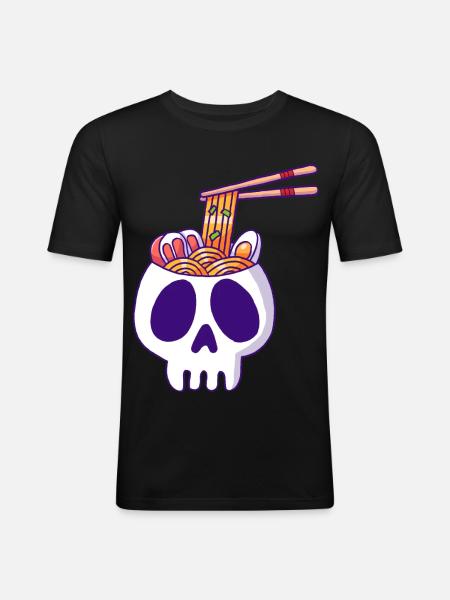 Skull and noodles - Men's Slim Fit T-Shirt - black