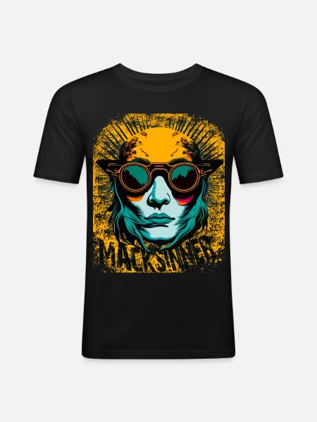 Sunglasses girl in sunburst - Men's Slim Fit T-Shirt - black