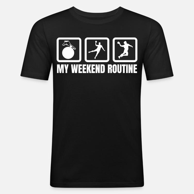 Meine Wochenendroutine - Männer Slim Fit T-Shirt - Schwarz