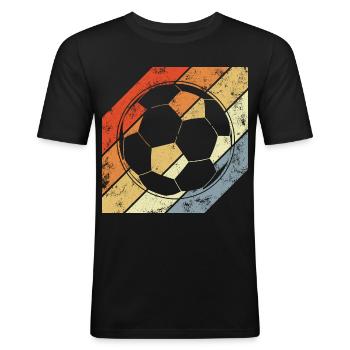 Vintage Fußball - Männer Slim Fit T-Shirt - Schwarz - Vorne - Nik (191cm)