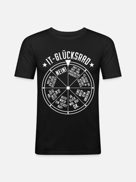 IT Support Glücksrad Service Desk IT Helpdesk Nerd - Männer Slim Fit T-Shirt - Schwarz