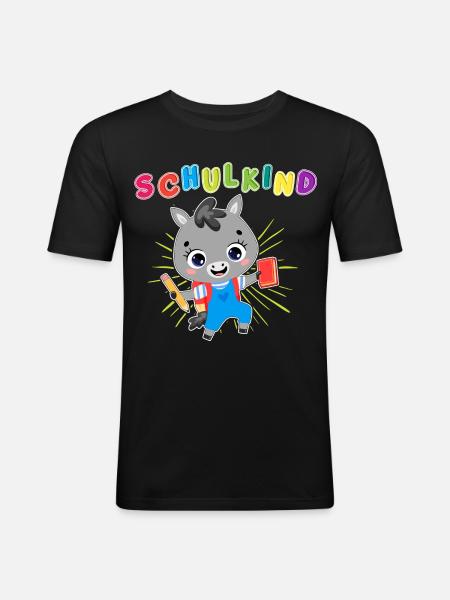 Stilvoll ins Schulleben! Unser Einschulungs-Design - Männer Slim Fit T-Shirt - Schwarz