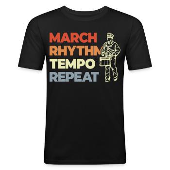 Trommel Spruch - Männer Slim Fit T-Shirt - Schwarz - Vorne - Nik (191cm)