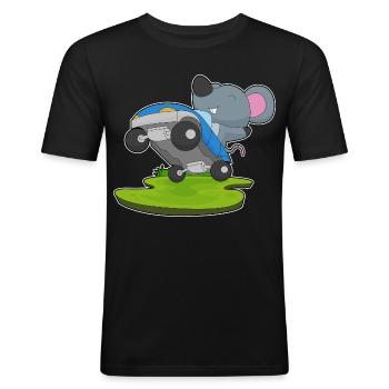 Souris automatique - T-shirt près du corps Homme - noir - Devant - Nik (191cm)