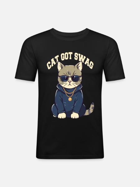 Got Swag Cat with Sunglasses - Men's Slim Fit T-Shirt - black