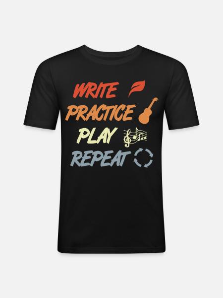 Ukulele Motivation - Männer Slim Fit T-Shirt - Schwarz