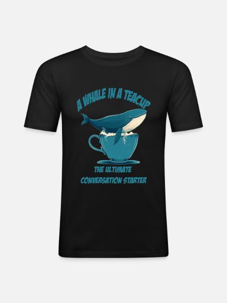 Whale in teacup conversation starter - Men's Slim Fit T-Shirt - black