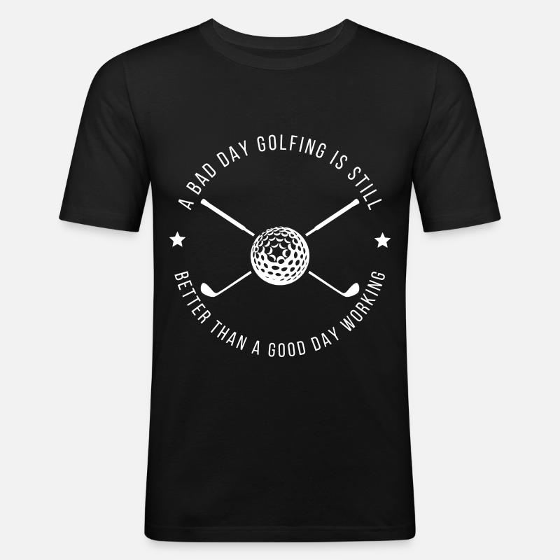 Lustiges Golf-Arbeitszitat - Männer Slim Fit T-Shirt - Schwarz