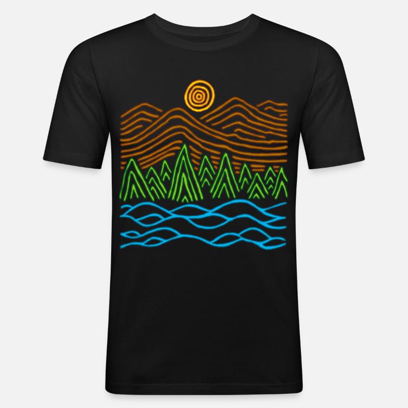 Seltsame Landschaft - Männer Slim Fit T-Shirt - Schwarz