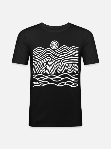 Paysage blanc étrange - T-shirt près du corps Homme - noir
