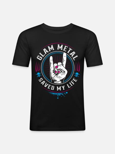 Glam Metal saved my Life - Mano cornut Devil Horns - Men's Slim Fit T-Shirt - black