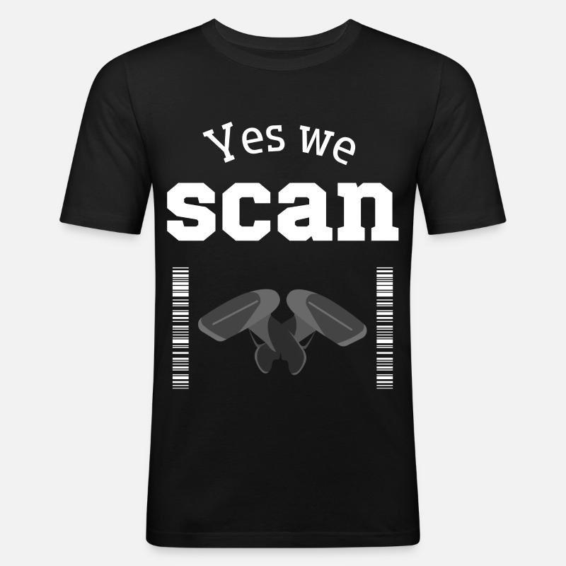 Yes we scan, Scanner, Barcode - Männer Slim Fit T-Shirt - Schwarz