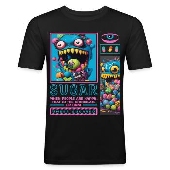 Monstres de bonbons - T-shirt près du corps Homme - noir - Devant - Nik (191cm)