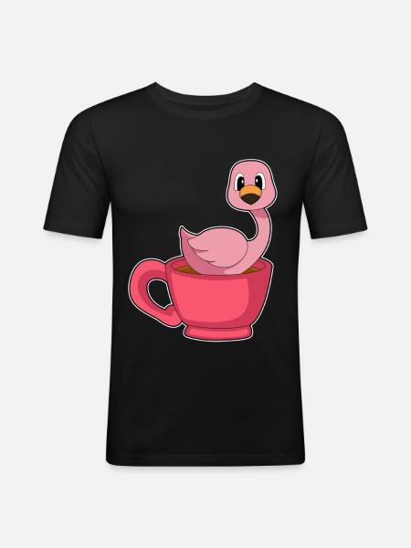 Flamingo Coffee Mug - Men's Slim Fit T-Shirt - black