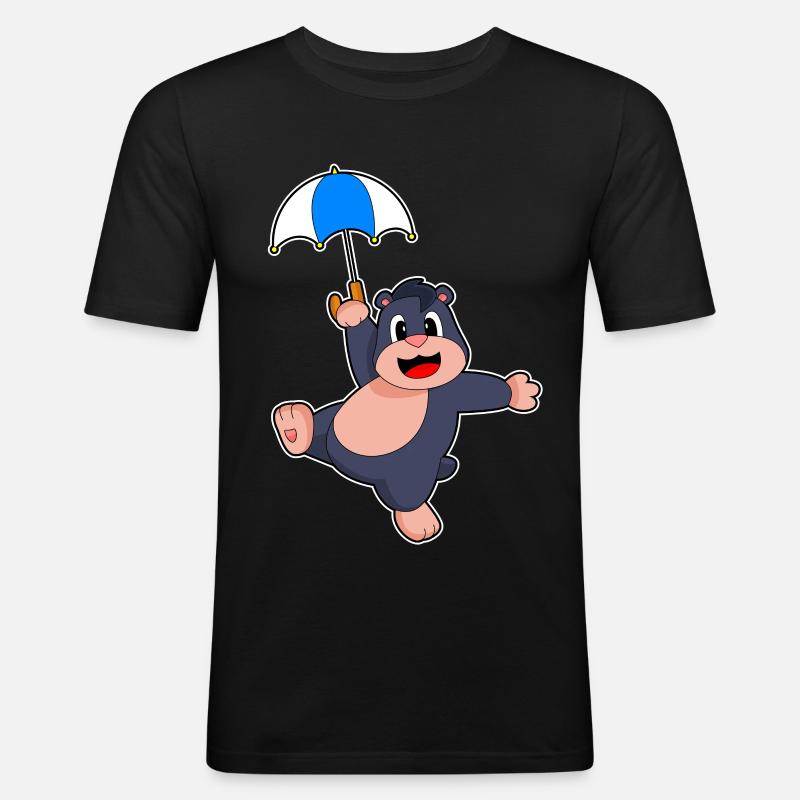 Maulwurf Regenschirm - Männer Slim Fit T-Shirt - Schwarz