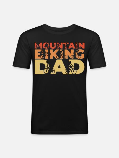 Funny mountain biker father - Men's Slim Fit T-Shirt - black