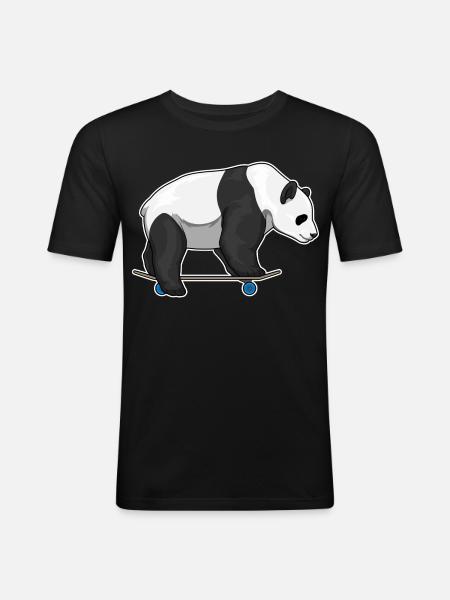 Panda Skater Skateboard - T-shirt près du corps Homme - noir