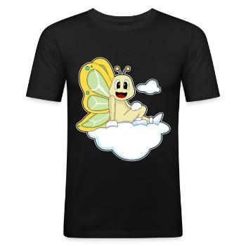 Nuages de papillons - T-shirt près du corps Homme - noir - Devant - Nik (191cm)