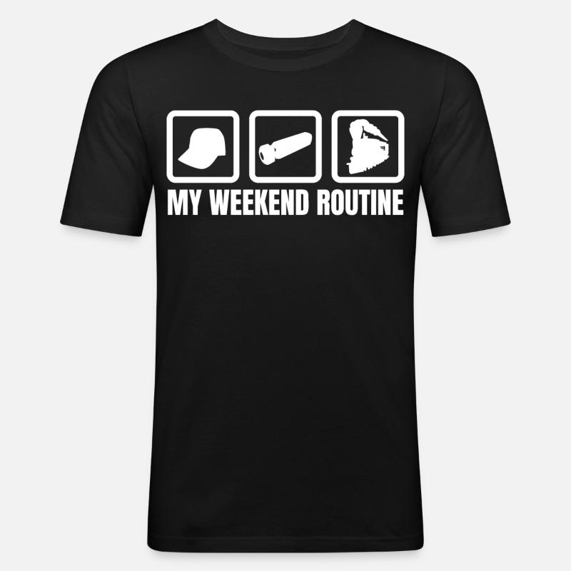 Meine Wochenendroutine - Männer Slim Fit T-Shirt - Schwarz