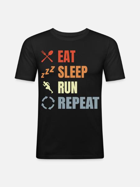 Eating, sleeping, running, repeating - Men's Slim Fit T-Shirt - black