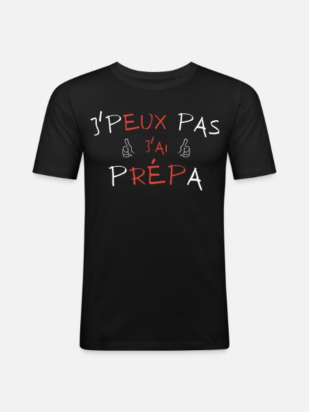 j'peux pas j'ai prépa - T-shirt près du corps Homme - noir
