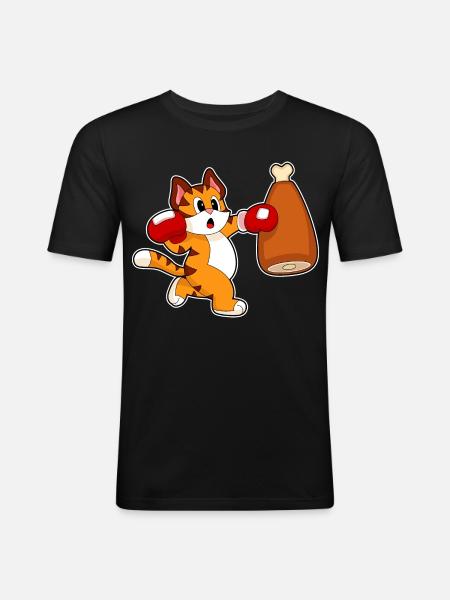 Tiger Boxer Boxsack Boxen - Männer Slim Fit T-Shirt - Schwarz