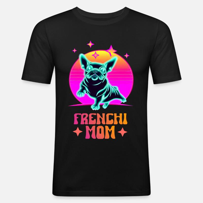 Frenchie Mom - Männer Slim Fit T-Shirt - Schwarz