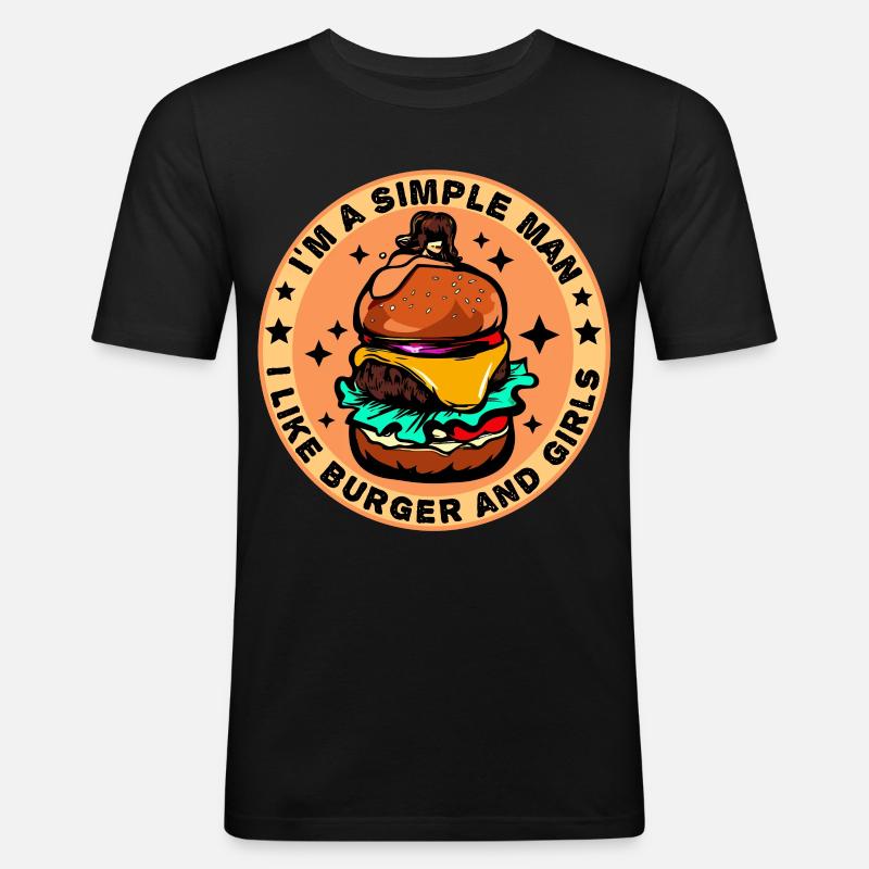 Burger Cheeseburger liebe - einfacher Mann - Männer Slim Fit T-Shirt - Schwarz