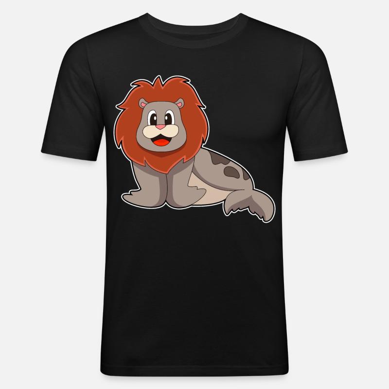 Seehund Löwe - Männer Slim Fit T-Shirt - Schwarz