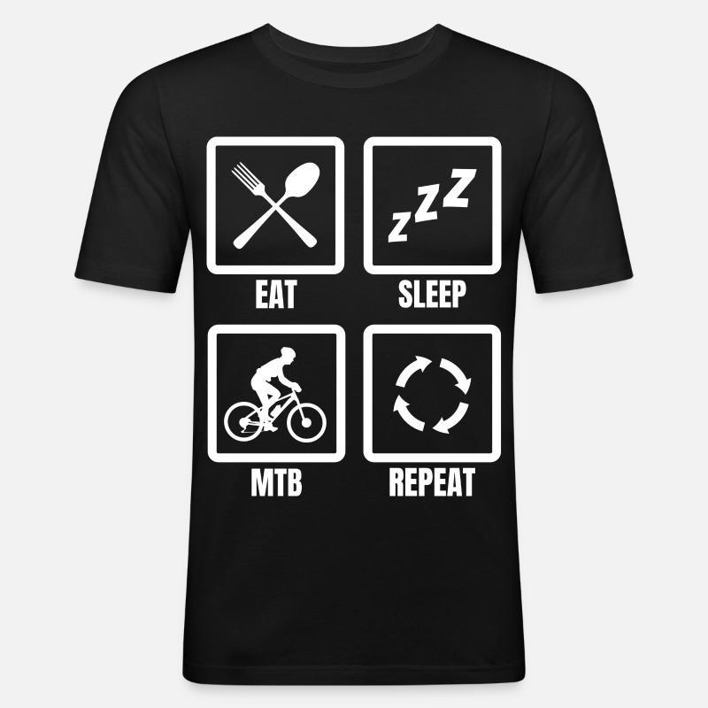 Mountainbiker Zeitplan - Männer Slim Fit T-Shirt - Schwarz